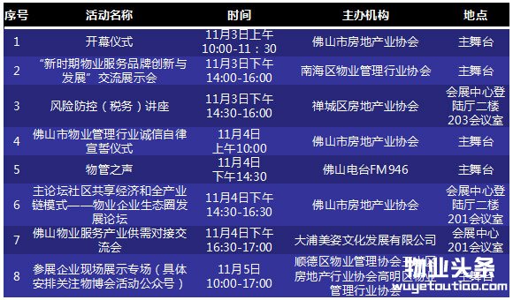 佛山物业博览会期间活动预告