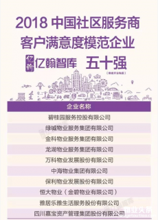 亿翰智库发布2018中国社区服务商TOP100